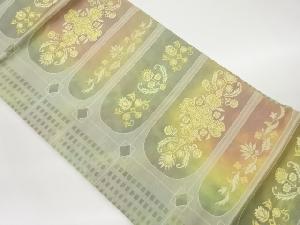 引箔変わり横段に華紋・花唐草模様織出し名古屋帯